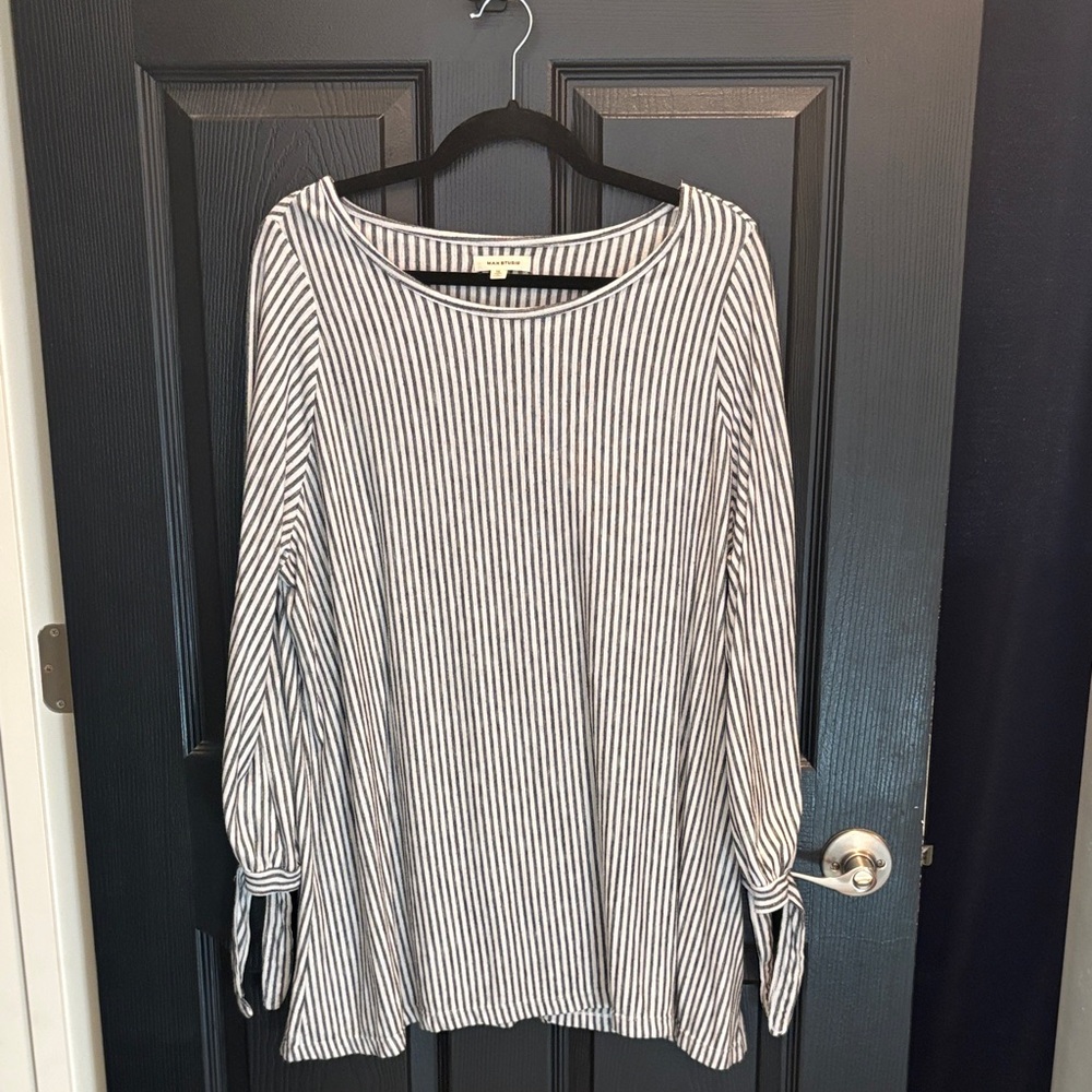 Max Studio Black and White Striped Blouse